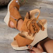 Fashion Women Wedges Peep Toe Sandals New Platform Ankle Strap High Heels Shoes Female Beach Wedding Sandals Women Sandalias De Mujer 36 ruda