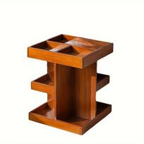 Solid wood rotating retro blind box cabinet, wooden desktop storage box, lipstick and cosmetics rack shelf organizer