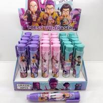 K-Pop Girl Group Anime Character Push-type Eraser Pen, Retractable Pencil Eraser, School Stationery for Kids and Students Random 1 pcs