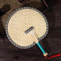 Extreme Space Handmade Woven Palm Leaf Summer Fan Traditional Large Palm Fan Men's Banana Leaf Round Fan Women's Straw Woven Fan Chinese Style Fan