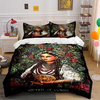 Queen of Coins Floral Bedding Set Bedding set (1 duvet cover, 2 pillowcases, duvet not included) 135x200cm