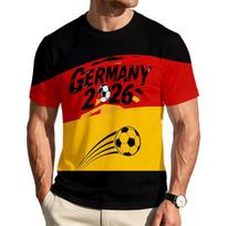 Men's Print Short Sleeve T-Shirt, Neck Casual Top for Soccer Fans L
