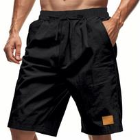 Men's Linen Beach Shorts, Lightweight Breathable Loose Fit Casual Summer Bottoms for Sports and Beach L