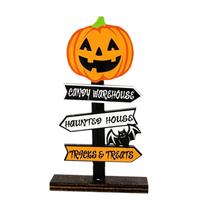 Gothic Style Halloween Ghost Ornament Wood Handmade Halloween Decorative Signs Atmosphere Decor Wooden Desktop Ornament