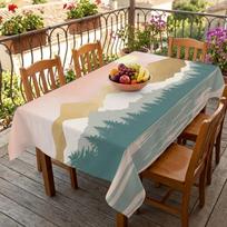 Watercolor Mountain Lake Waterproof Rectangle Tablecloth Mid-Century Modern Sunset Tables Cover for Dinner Kitchen Wedding Party 90x140cm
