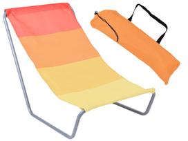Folding beach lounger OLEK - orange stripes