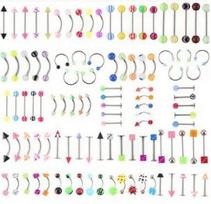 Acrylic Stainless Steel Eyebrow Navel Belly Lip Nose Tongue Rings Body Piercing Jewelry Bar Ring  105pcs/set punk