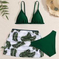 Girls Floral Print Bikini Set 3 Piece Swimsuit with Tops and Bottoms 140