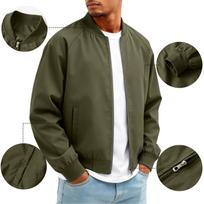 Men's Casual Long Sleeve Zip Up Jacket, Color, Wind and Lightweight Jacket L