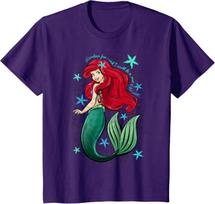 Hot Fashion Casual Disney The Little Mermaid Ariel's Song Music Notes T-Shirt S-4XL Four Seasons XXXXL