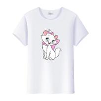 Cute Disney Marie Cat Cartoon Women Tees Summer Tops Aesthetic White Short Sleeve Girl T-Shirts Plus Size Clothing Mens Blouses XXXXL
