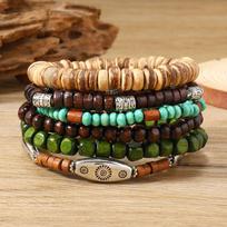 High-end Handmade Wood Bead Wristband, Elastic Stretch String Design, High Texture Minimalist Elegant Jewelry for Daily Wear