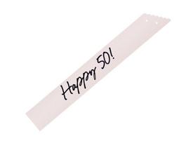 Szarfa Happy 50, Pięćdziesiątka - Kremowa, 76 Cm