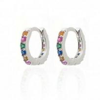 Huggie Hoop Earring Nose Ring Cubic Zirconia Zircon Ear Stud Colorful CZ Earrings CZ Ear Piercing Multicolor Silver