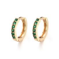 Huggie Hoop Earring Nose Ring CZ Ear Piercing Zircon Ear Stud Cubic Zirconia Colorful CZ Earrings Green Gold
