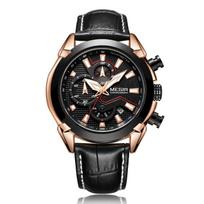MEGIR kūrybinis kvarcinis vyriškas laikrodis odinis chronografas armijos kariniai sportiniai laikrodžiai vyriški laikrodis valanda Relogio Masculino Reloj Hombre ryškiai rožinė