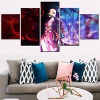 Anime Demon Slayer Karys 5 vnt. Sieniniai Modernūs Moduliniai Plakatai Meno Drobės Tapyba Svetainei Namų Dekoras Paveikslai HD Spaudinys 20X35 20X45 20X55cm