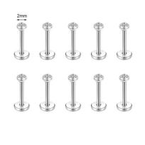 ZS 10 vnt./partija Aukso spalvos 16/18G nerūdijančio plieno labretas lūpos auskarų vėrimas vyrams CZ kristalas ausies kremzlės tragus helix auskarai 6/8/10MM (18G)1.0X6MM