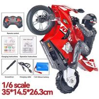 Naujas RC motociklo žaislas berniukui 1/6 elektrinis variklis 4 kanalų lenktynės 20KM/H didelio greičio dreifo sukimosi kaskadinis stovintis reguliuojamo greičio modelis dovanų žaislas