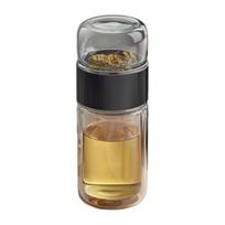 Stiklinis arbatos infuzinis dvigubo sluoksnio izoliacinis arbatos virimo aparatas Nesandarus nešiojamas kelioninis arbatos puodelis su filtru arbatos vandens atskyrimo arbatos buteliukas Dovana arbatos mėgėjams 280ml juoda