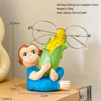 Cute Monkey Holding Corn Glasses Holder Office Desk Glasses Stand Sunglasses Storage Rack Home Bedroom Decor Ornament Gift