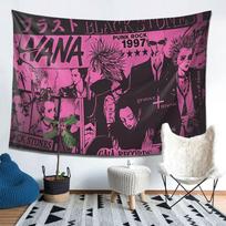 VIKAMA Nana Punk Rock Tapestry Black And Pink Anime Collage Wall Hanging For Bedroom Otaku Corner And Cozy Study Space Bold Art 74x94cm(29x37in)