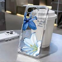 Pink Lily Floral Print Transparent Phone Case For Samsung A56 5G A36 S26 S25 Ultra S24 S23 S22 Case A55 A54 A35 A17 A16 A15 A26 Samsung A55 5G