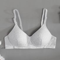 Paaugliškos mergaitės medvilninis liemenėlė su push-up efektu mažoms krūtinėms - Plonas modelis, Tarptautinis dizainas gray
