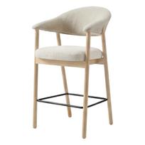 Kreminės spalvos/natūralios spalvos iš audinio baro taburetė su porankiais (sėdynės aukštis 67 cm) Elk – Unique Furniture