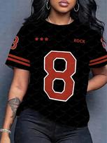 Couple Outfits Rock NO.8 Fashion Printed Round Neck Short Sleeve T-Shirt Summer Graphic Jerseys Plus Size Loose Sport T-Shirt S