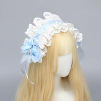 Ribbon Bow Ruffled Hairband Jk Anime Maid Cosplay Headdress  Masquerade Headpiece Style1 Blue
