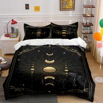 Golden Lunar Phases Bedding Set Bedding set (1 duvet cover, 2 pillowcases, duvet not included) 135x200cm