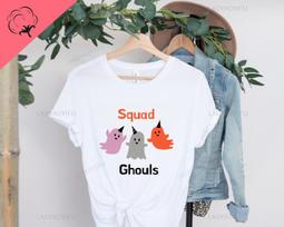 Ghost T-shirt - Happy Halloween Squad Ghouls - Cute Ghost Fun Crazy Shirt - Fashionable Cotton T-shirt S
