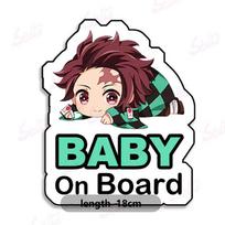 Super Cute  Baby Nezuko on Board Reflective Bumper Sticker Kid Safety Slow Down Sign Sticker Decals for Cars