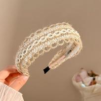 Bohemian Style Cross Knotted Headband Straw Weaving Hair Band Wide Brim Hair Hoop  for Women Style 3