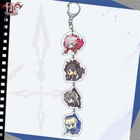 Fate Grand Order Game Anime Peripheral Keychain Emiya Altria Kawaii Long Chain Backpack Pendant Decoration Key Ring Collect Gift 7cm