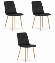 LAVA chair - black velvet / wood color legs x 3