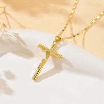 Women Elegant Cross Pendant Copper Necklace Fashion Daily Jewelry 1pc