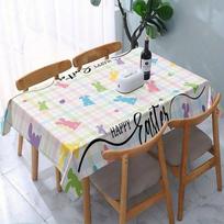 Happy Easter Bunny Colorful Plaid Rectangle Tablecloth for Table Decor Reusable Kitchen Dining Tablecloth Easter Decorations 90x140cm