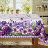Levandų bijūnų gėlėta staltiesė Vestuvių dekoracijos Pavasario vasaros teminės gėlės Languota valgomojo stalo drobulė Šventės dekoras 90x140cm