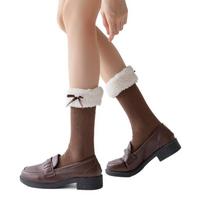Bow Winter Socks Women Thicken Mid-Calf Tube Sock Fashion Cotton Lolita Socks  Spicy Girls