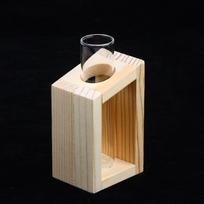 Multi Tube Glass Test Vase Hydroponic Propagation Station with Wooden Stand for Desktop Greenery Decor Single hole