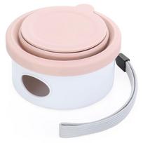 BPA Free Durable Eco-Friendly Waterproof Modern Foldable Easy-Clean 3-in-1 Collapsible Silicone Pet Travel Bowl Set Built-in (Pink,99*99*56mm)