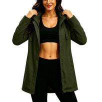 Women's Lightweight Hooded Windbreaker, Casual Trench Coat Jacket L