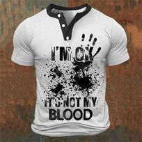 Men's Casual Button-Down Short Sleeve Shirt - Lightweight Breathable Halloween Print Top L