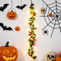 Inch Halloween Fall Wreath with Faux Pumpkin Maple Leaves, Thanksgiving Garland for Mantel Cabinet Door One Size