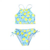 Girls Color Block Bikini Set - Two Piece Adjustable Swimwear for Kids 130