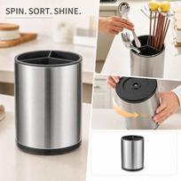 Stainless Rotating Kitchen Utensil - Multifunctional Cutlery Holder for , Forks, Spoons, Chopsticks - Countertop Storage Rack one size