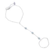 Fine Jewelry for Women Fashion White Blue Enamel Evil Type Eyes Bracelet Long Chain Tassel Tennis Bracelets Zircon Main Stone 16+5cm