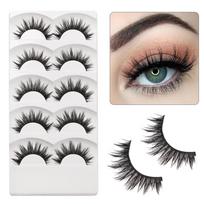 5 Pairs Beauty Cross Natural Thick False  Eyelashes Eye Lashes Extension Handmade Black